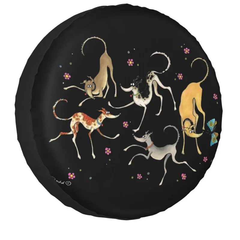 

Garden Party Cute Greyhounds Lurcher Spare Tire Cover for Jeep Pajero Whippet Sighthound Dog Car Wheel Protectors