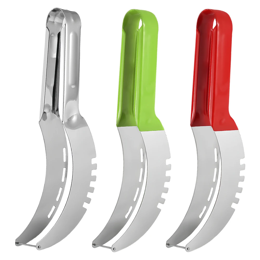 Stainless Steel Watermelon Slicer with Non-Slip Handle Fruit Divider Melon Fruit Slicer Kitchen Gadgets for Pineapple Cantaloupe