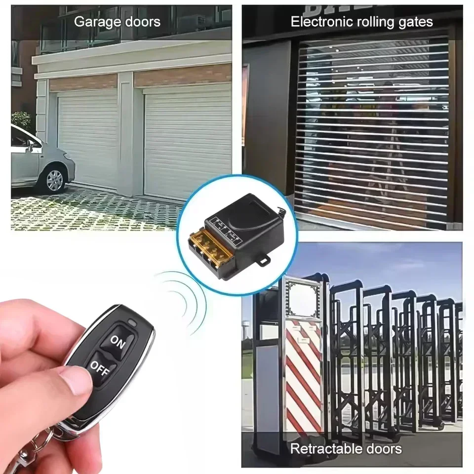 Interruttore Wireless RF433Mhz 30A con Telecomando ON/OFF, Trasmettitore AC 75-220V DC 9-72V per Pompe d'Acqua, Motori, LED ed Elettrodomestici - immagine 2
