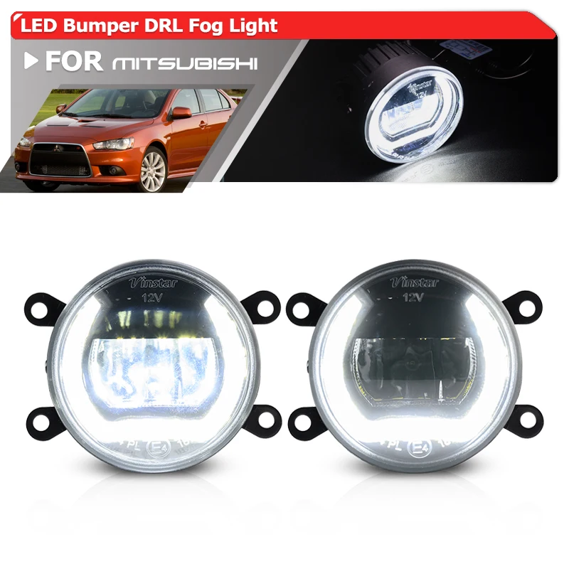 

2x For Mitsubishi Lancer Ralliart 2009-2015 2-in-1 Front Bumper Led Driving Fog/Daytime Running Light Assy Kit Car Daylights