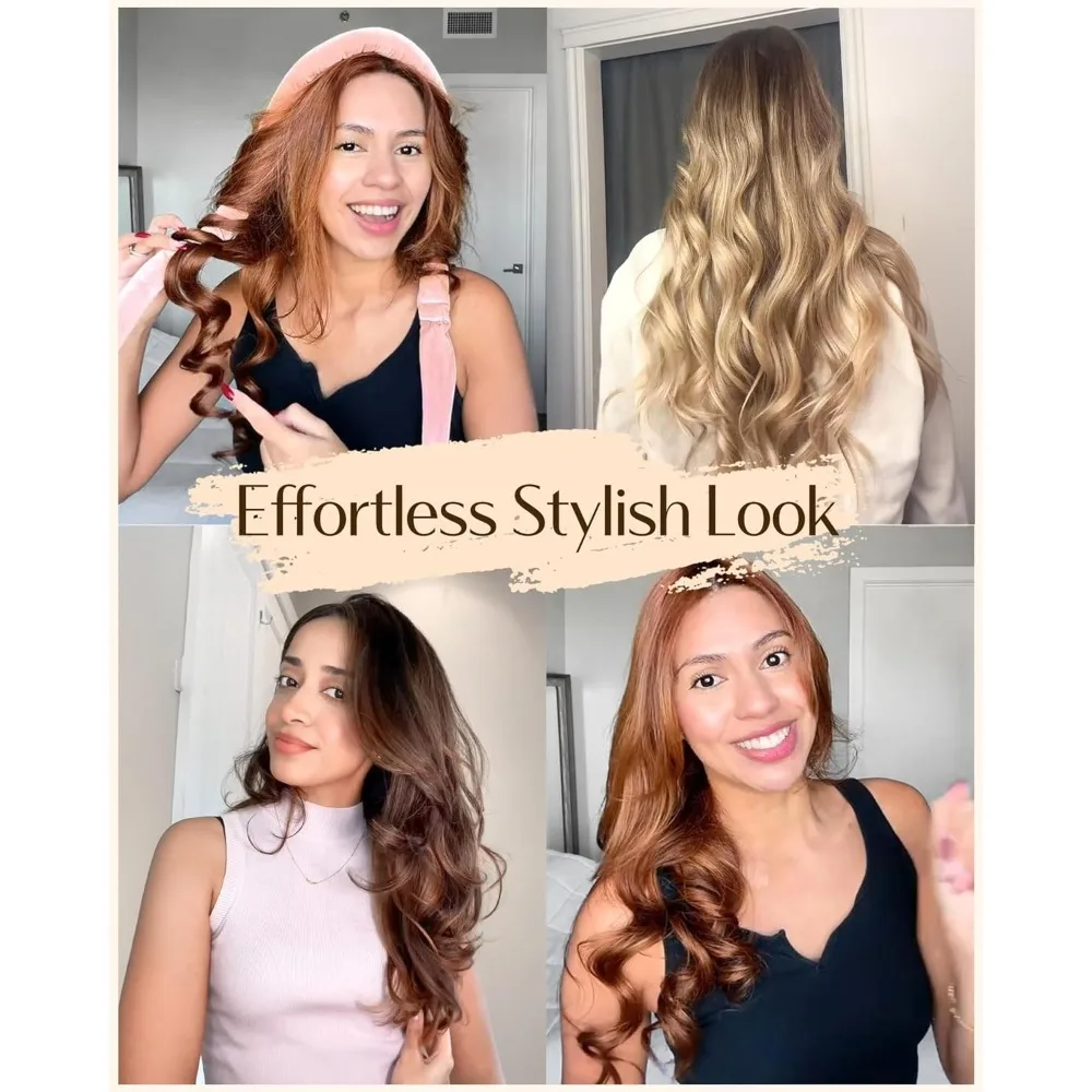 Revitalize Hair Curling Kit: Overnight Heatless Waves with Scrunchies and Clip