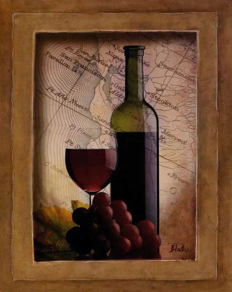 

Винный бокал с красным виноградом и бутылка для кухни, тосканский гараж, бар, патио, клубный знак на весну 12x8 дюймов, жестяной знак, домашний декор