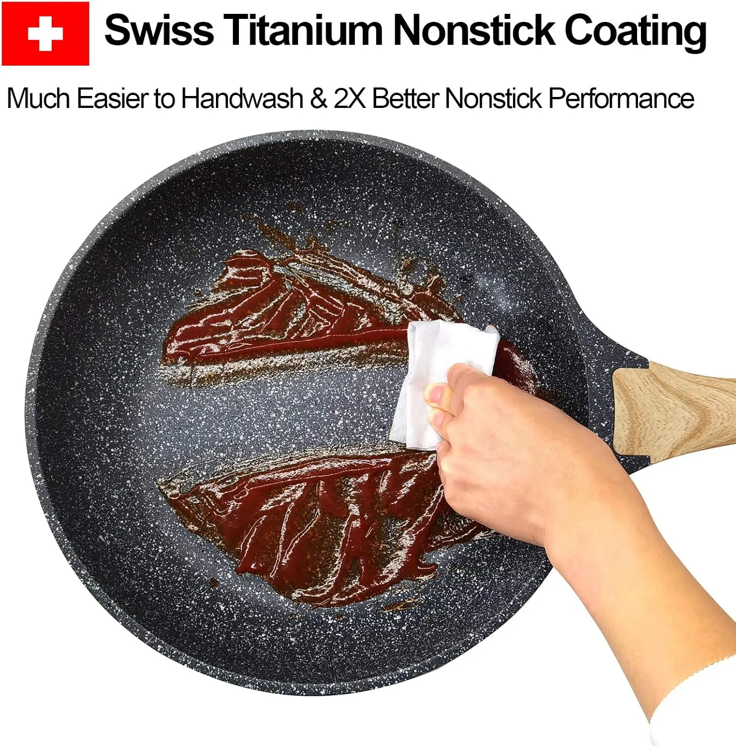 Frying Pan Skillets 3-Piece Set 8/9.5/11 inch, Granite Coating Omelette Pan, 100% PFOA free Cookware Pan, Non Stick Sto 2