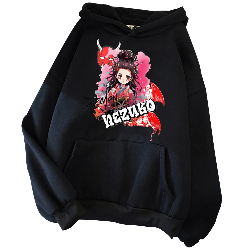 

Nezuko Hoodie Anime Demon Slayer Sweatshirt Anime Gifts Hoodie Harajuku Pullover Tops Streetwear Unisex
