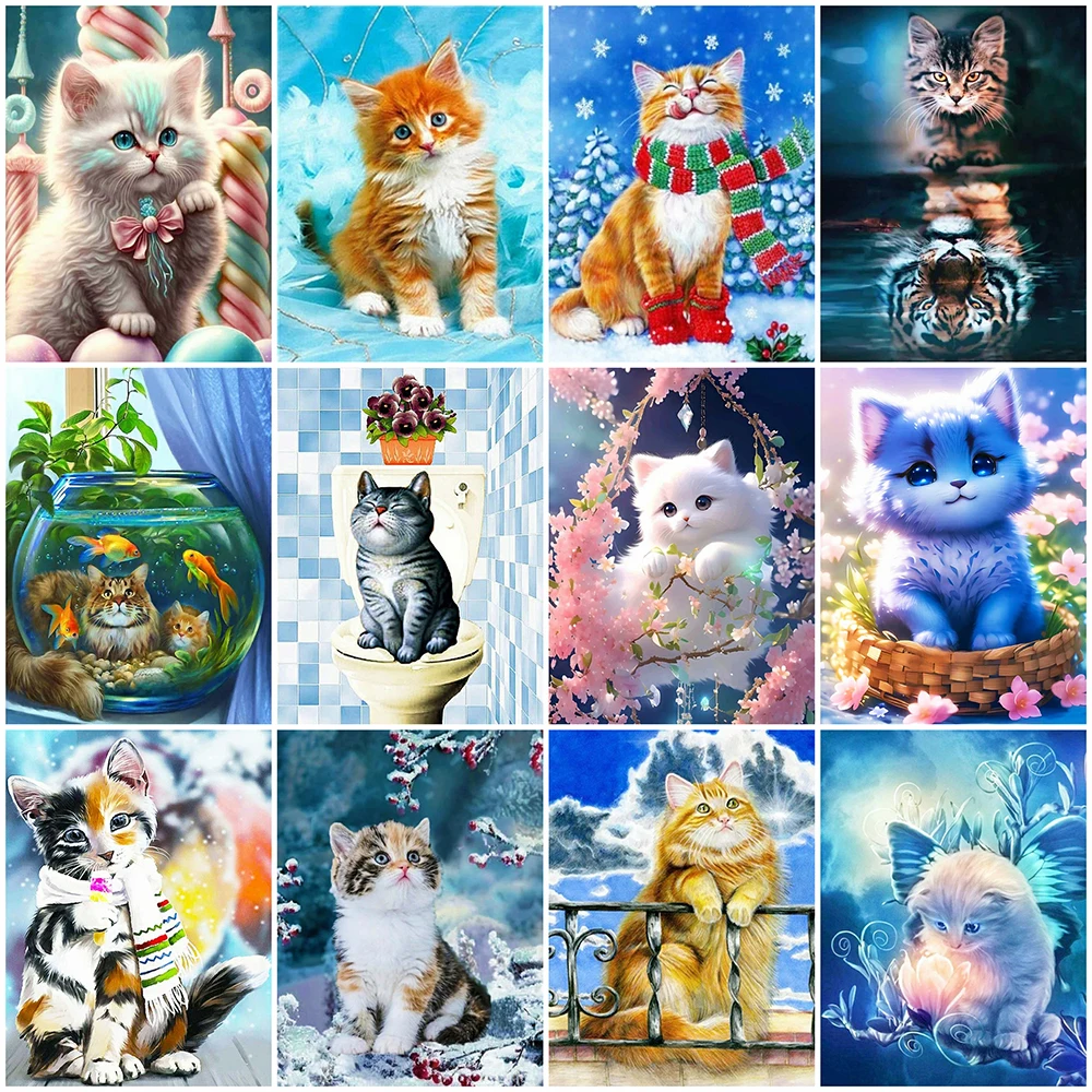 5D DIY Diamond Painting Full Square Cat Rhinestones Pictures Diamond Embroidery Animals Mosaic Sale Home Decoration diamond painting