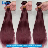 YOCYTU Burgundy Tissage Cheveux Humains 99J Meche Tissage Humain Hair 24 24 24 Pouces Lot De Tissage Cheveux Humain Lisse Tissage Naturel Brésilien 12A Tissage Brésilien Haut Qualité Tissage 100% Raw Haïr Bundles 4
