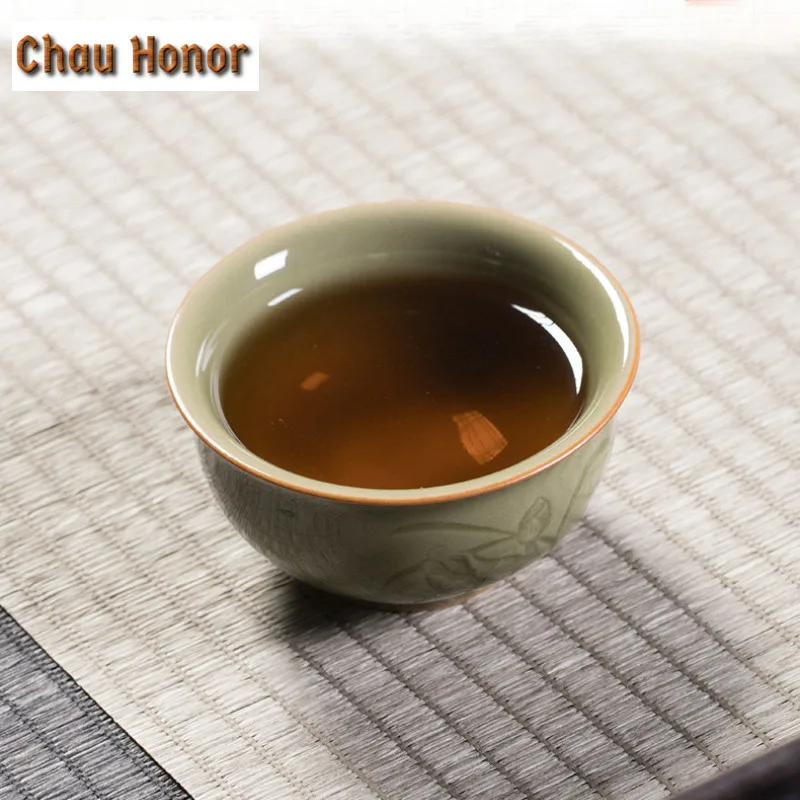 55ml Handmade Longquan Celadon Teacup Ancient Tea Bowl Cup For Tea Tea-tasting Meditation Cup Chazhan Mugs Master Cups Teaware