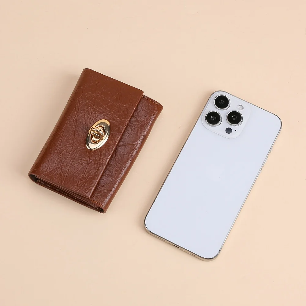 Zipper Coin Purse Multi-Card Oil Leather Wallet Card Holder Oily Women'S Wallet For Travel Shopping Casual Outings