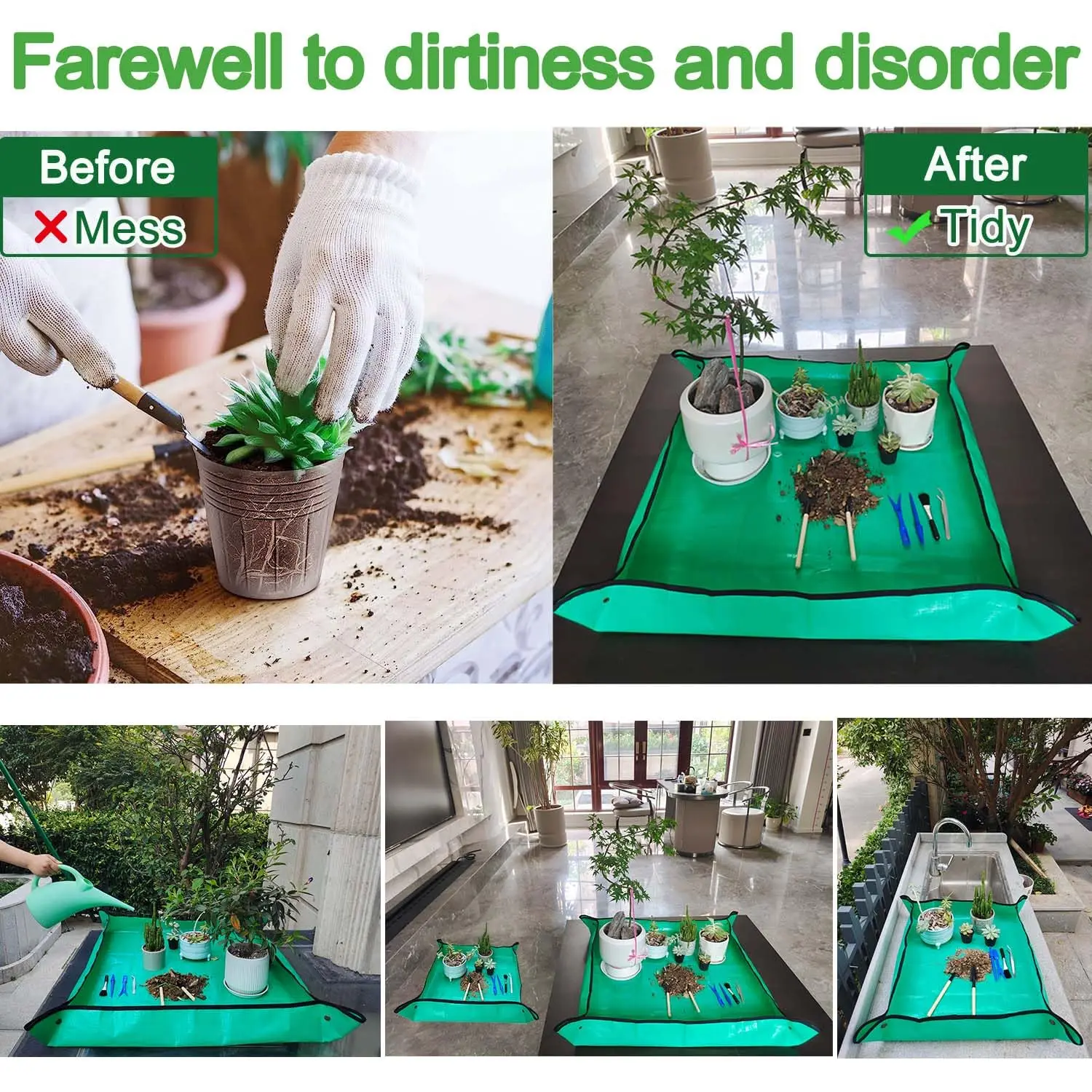 Plant recovery mat, waterproof transplant mat, indoor juicy potted plant portable gardening mat