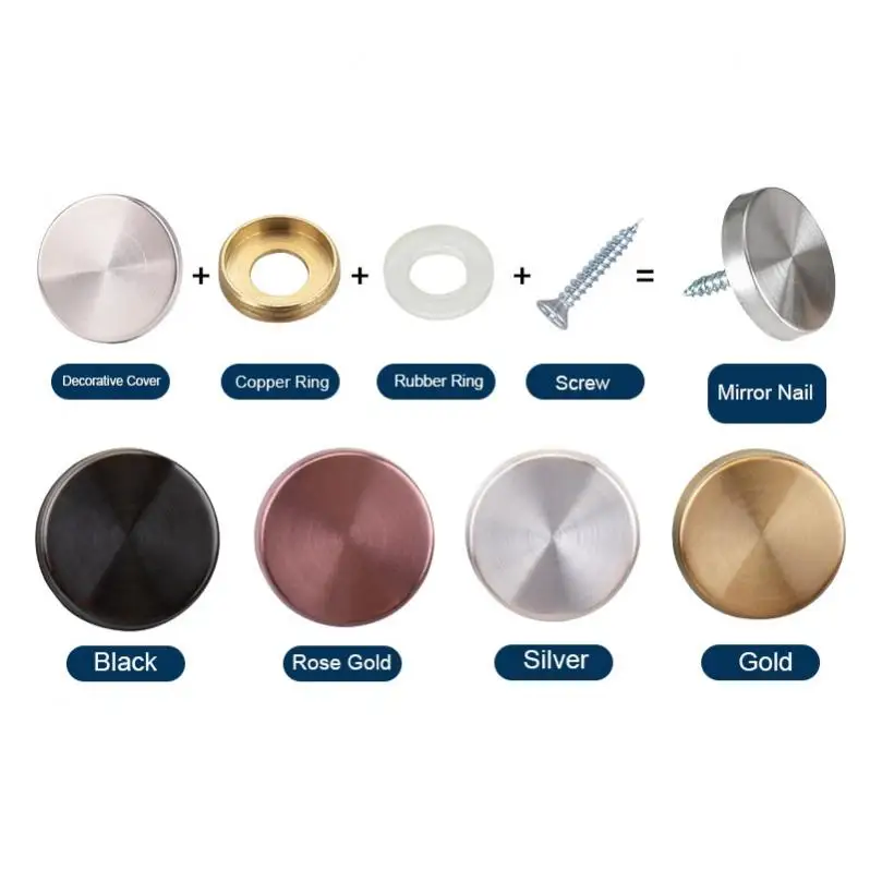 4pcs 16mm Diameter Stainless Steel Screw Cove Cover Nails Fasteners for Advertising Board Tea Tables Wardrobes Glass Furnitures