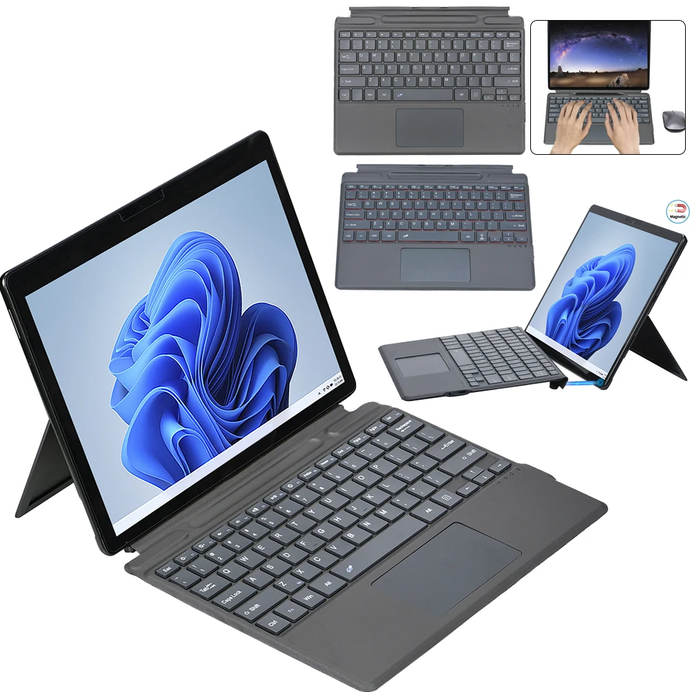 

Wireless Bluetooth Keyboard For Microsoft Surface Pro8/X/Pro9 Keyboard Backlit Trackpad Ultra-Slim Magnetic Keyboard Accessories