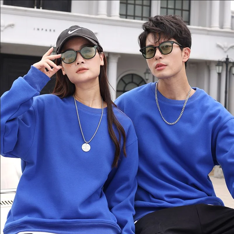 

Autumn Men's Sweatshirt 480gsm Silver fox velvet Korean Long Sleeve T-shirt Cotton Fashion Men Clothing Blue O Neck Harajuku Top