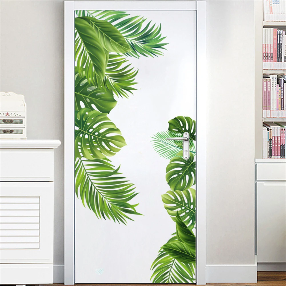 

2pcs Monstera Leaves Wall Stickers Waterproof Removable Decorative Decals For Living Room Bedroom Decor