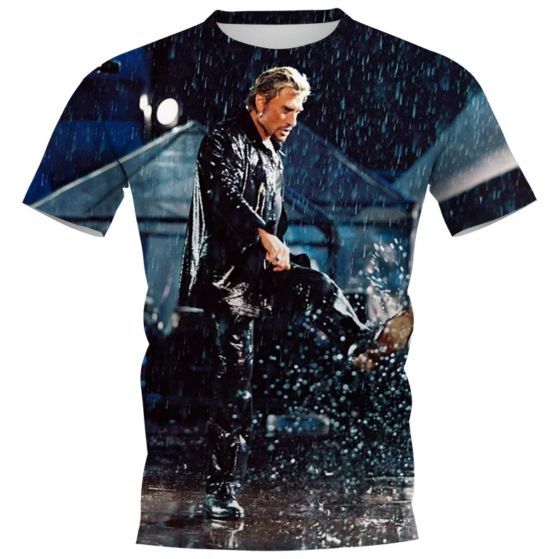 2023 Summer 3D Printed Singer Johnny Hallyday Men Women Casual Harajuku Style Tops New Fashion Cool T-shirt
