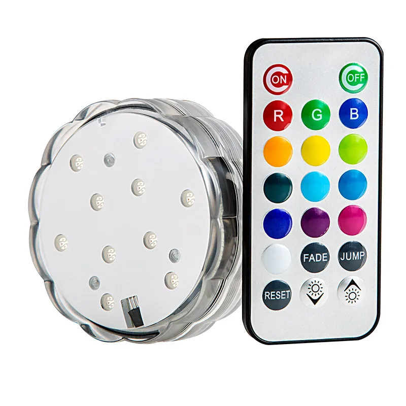 Waterproof LED Puck Light Remote Controlled Coaster Multi-color Cub Light Used for Swimming Pool Lighting and Center Pieces