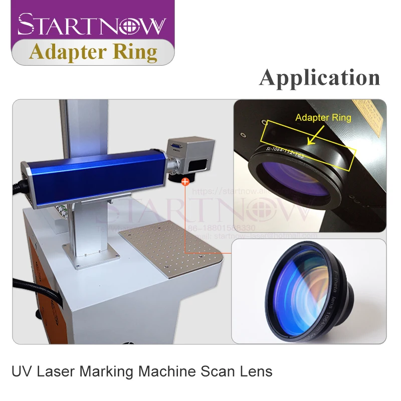 Startnow Fiber Galvo Head F-theta Lens Adapter Ring M79 M90 Thread transform Height 18mm 34mm for CO2 Laser Marking Machine