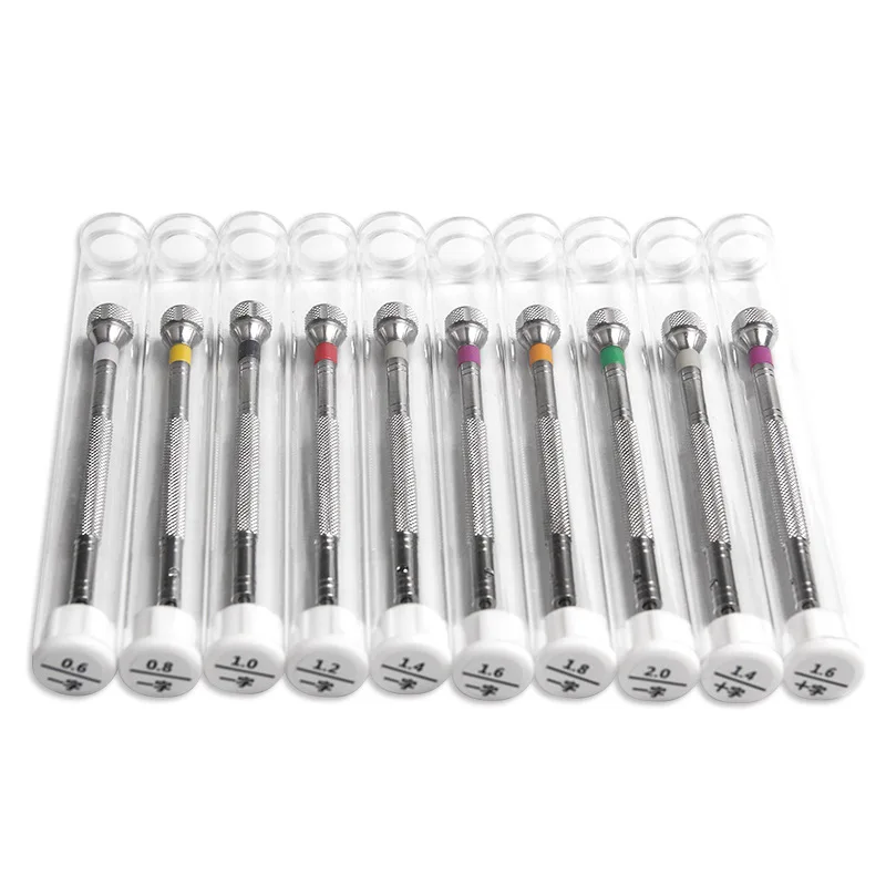 시계 도구 수리 스테인레스 스틸 스크루 드라이버, 0.6-2.0mm 플랫, 1.2mm-1.6mm 크로스 스크루 드라이버, 전문 시계 제작 도구