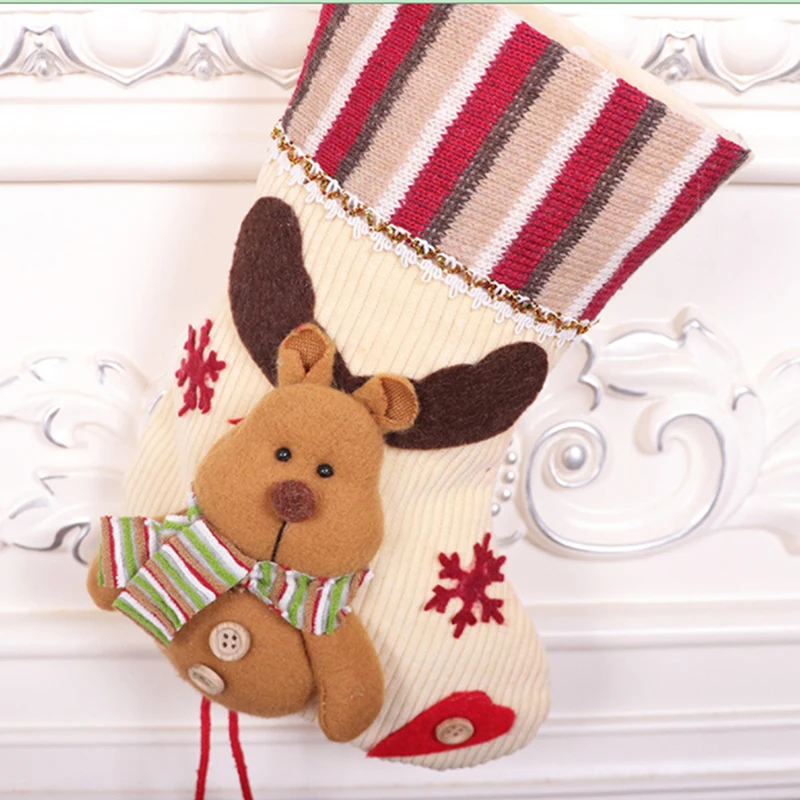 Christmas Gift Santa Claus Snowman Socks Christmas Tree Ornament Stocking Decoration Sock Kids Candy Bag