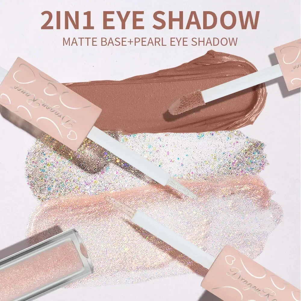 Matte Liquid Eyeshadow Shimmer Glitter Brighten Fine Glitter Low Saturation Double-headed Monochrome Nude Eyeshadow Beauty Tools