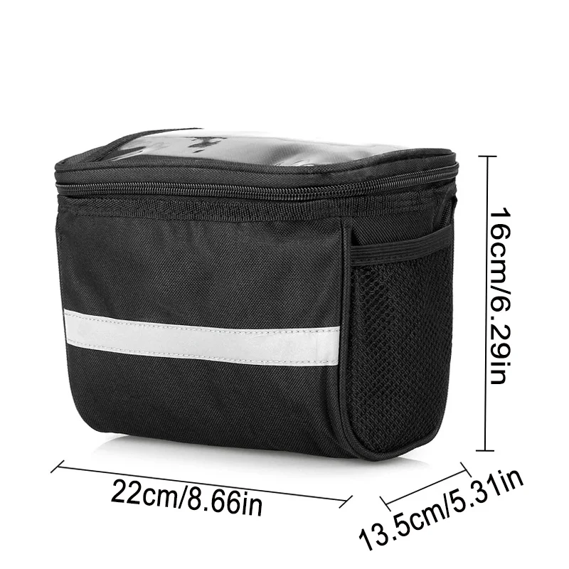 Folding Bicycle Basket, Bicycle Handlebar Handbag, Detachable Bicycle Front Basket, Front Storage Bag with Reflective Strip
