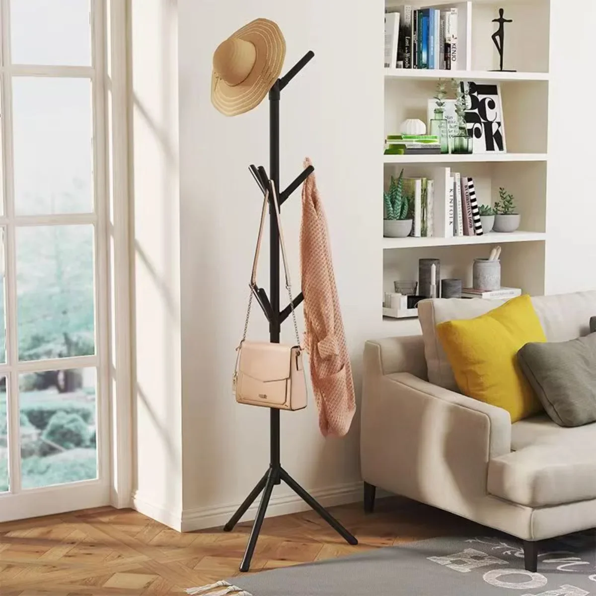 Clothes Rack Clothes and Hats Rack Floor To Floor Bedroom Coat Hook Vertical Tree Branch Shape Holder