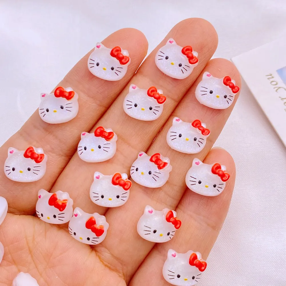 Resin Mini Shiny Little Cat Flatback Ornament 30Pcs 9*10mm Jewelry Making Manicure Hairwear Accessories candy resin ornaments resin nail art crafts resin jewelry accessories cartoon animals nail art accessories cartoon animal nail art crafts resin embellishments