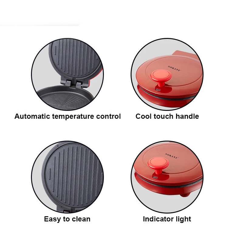 110V or 220V ELectric Pizza Maker, double-sided heating electric griddle, pancake maker,1000W