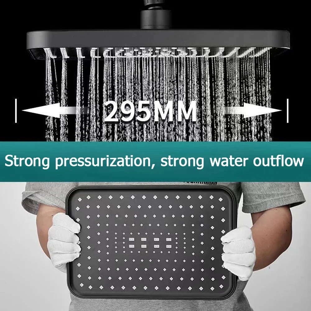12 Inch High Pressure Top Spray shower head Larger Flow Supercharge Rainfall Showerhead 360&deg; Swivel Water Saving