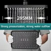 New 12 Inch High Pressure Top Spray Rain Shower Head Larger Flow Supercharge Rainfall Showerhead 360° Swivel Water Saving 1