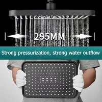 New 12 Inch High Pressure Top Spray Rain Shower Head Larger Flow Supercharge Rainfall Showerhead 360° Swivel Water Saving 1