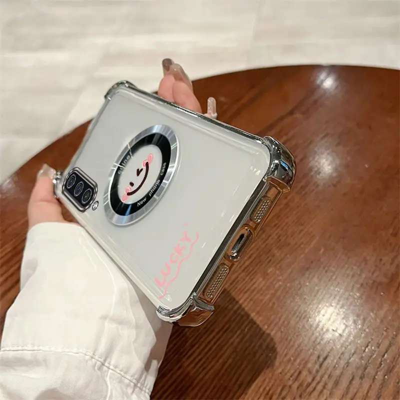 Airbag Transparent Smile Face Magnetic Phone Case Cover