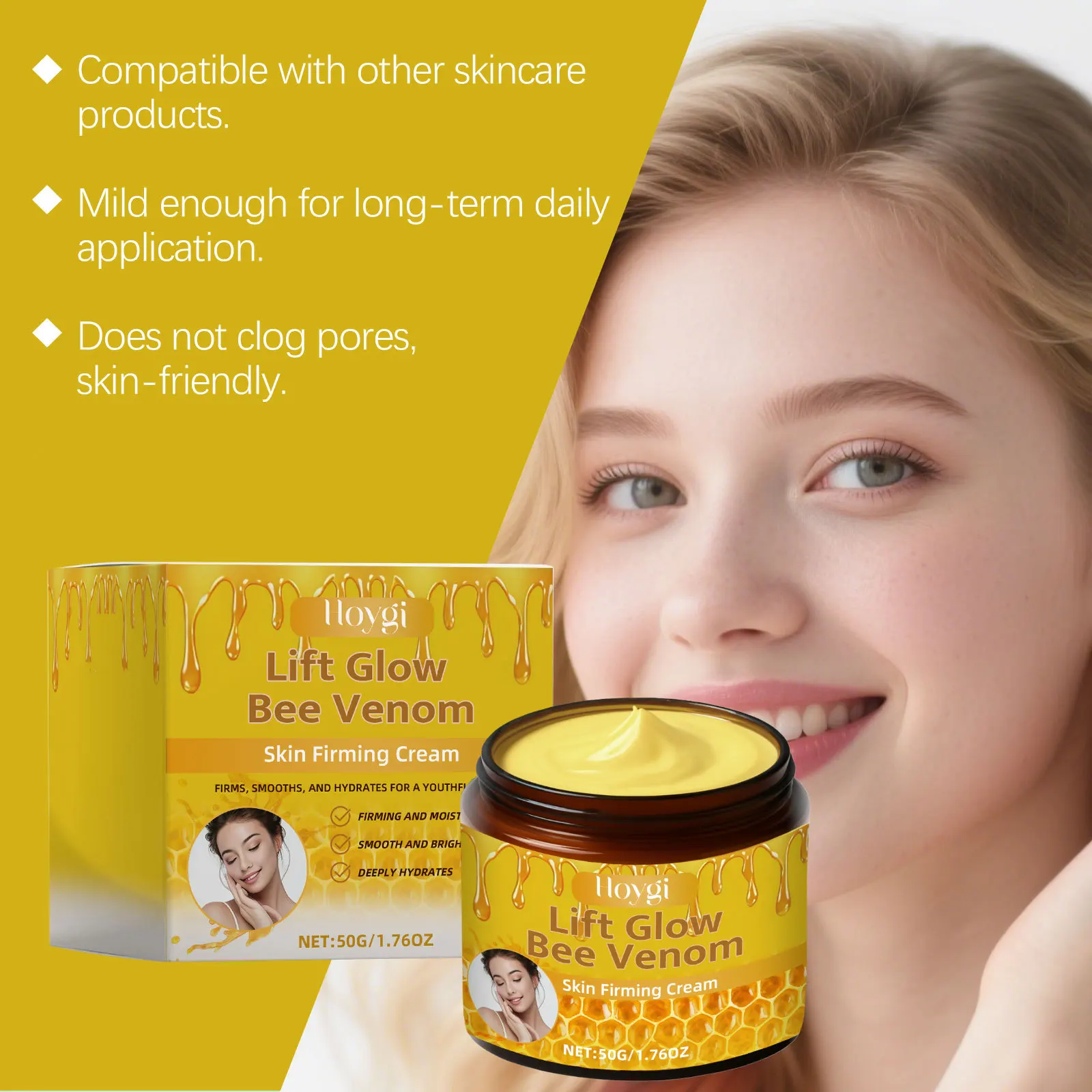 Bee Venom Moisturizing Facial Lifting, Firming, Reducing Fine Lines, Refreshing, Non-sticky Daily Care Cream