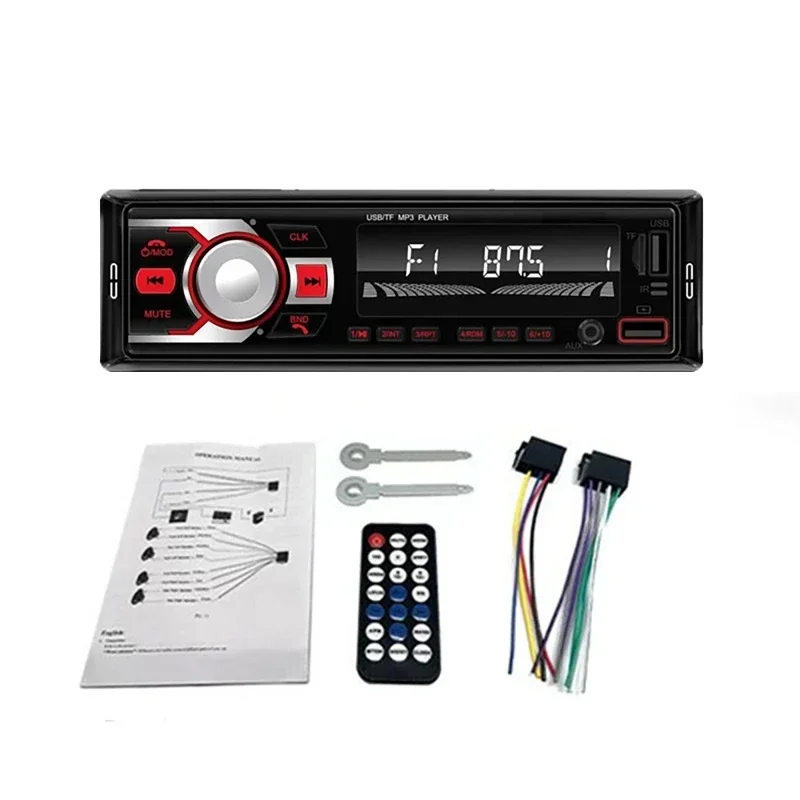 12V 1Din Car MP3 Player Radio Stereo Player Digital Bluetooth MP3 FM Radio Stereo Audio Music USB with In Dash AUX Input