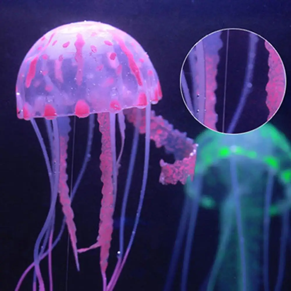 Fluorescent Small Aquatic Landscape Floating Jellyfish Aquarium Decoration Tank Ornament Simulation Jellyfish Silicone Software fish tank decorations aquarium ornaments