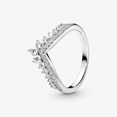 Sterling Silver Rings For Women Original Tiara Heart Wishbone Engagement Rose Gold Wedding Stacking Ring Crystals Jewelry