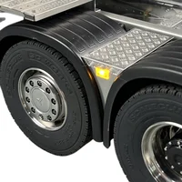 For 1/14 Tamiya RC Truck Metal Anti-skid Decoration Board with LED Lights Side Lamp for Benz Scania MAN Tamiya LESU WPL Tractor 1