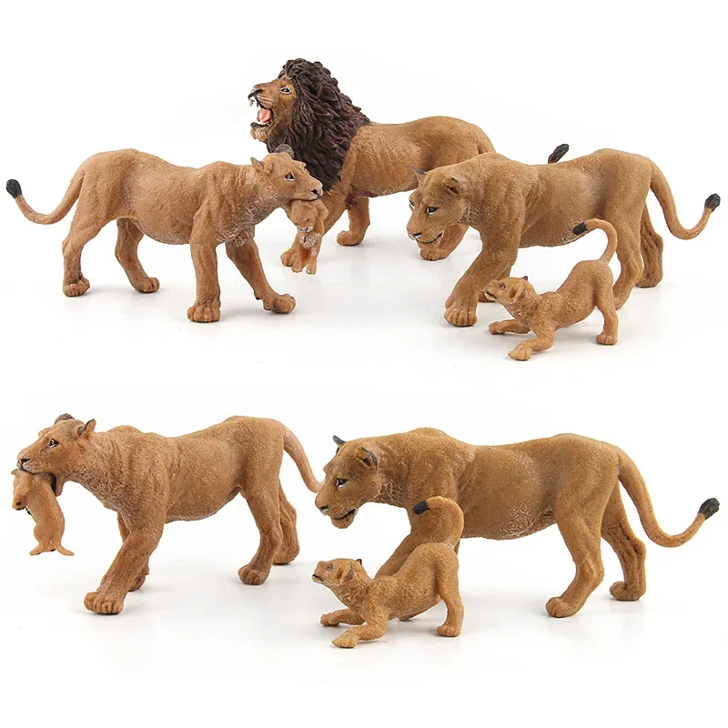 

Africa Lion Lioness Pups Family Animal Figure Collectible Toys Wild Animal Action Figures Kids Plastic Cement Toys