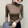 New Basic Turtleneck Long Sleeve Women T-shirt Autumn Winter Long Sleeve Slim Stretch Tops Ladies Sexy All-match Tees PZ4839