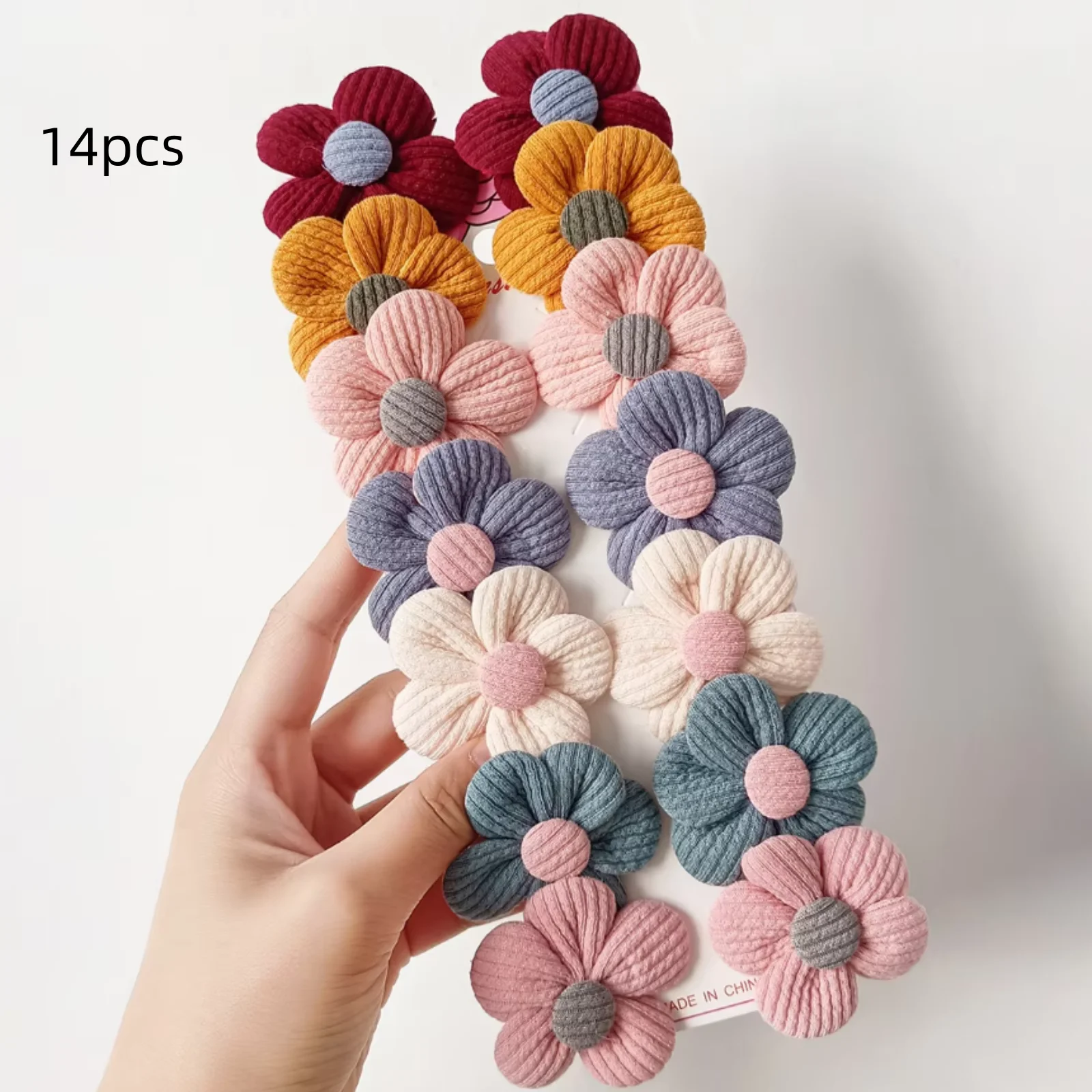 7/14Pcs Set Children Cute Fabric Flower Hair Clip Hair Accessories Sweet Girl Hairpins Baby Headdress Barrettes Kids Headwear
