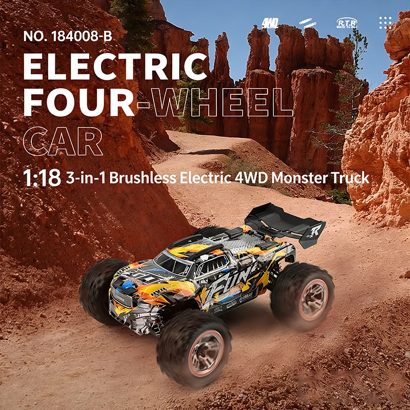 WLtoys 1/18 RC카 184008 184008-B 2.4G 고속 ? ? 4륜구동 60km/h 브러시리스 모터 무선 조종 레이싱카 장난감 (어린이 및 성인용)