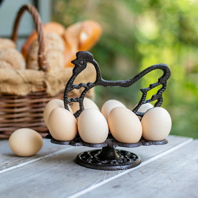 Metal Egg Container 2 Tier Eggs Holder Fruits Basket Vintage Kitchen  Countertop Organizer Stand Heavy-Duty Cast Iron Egg Skelter