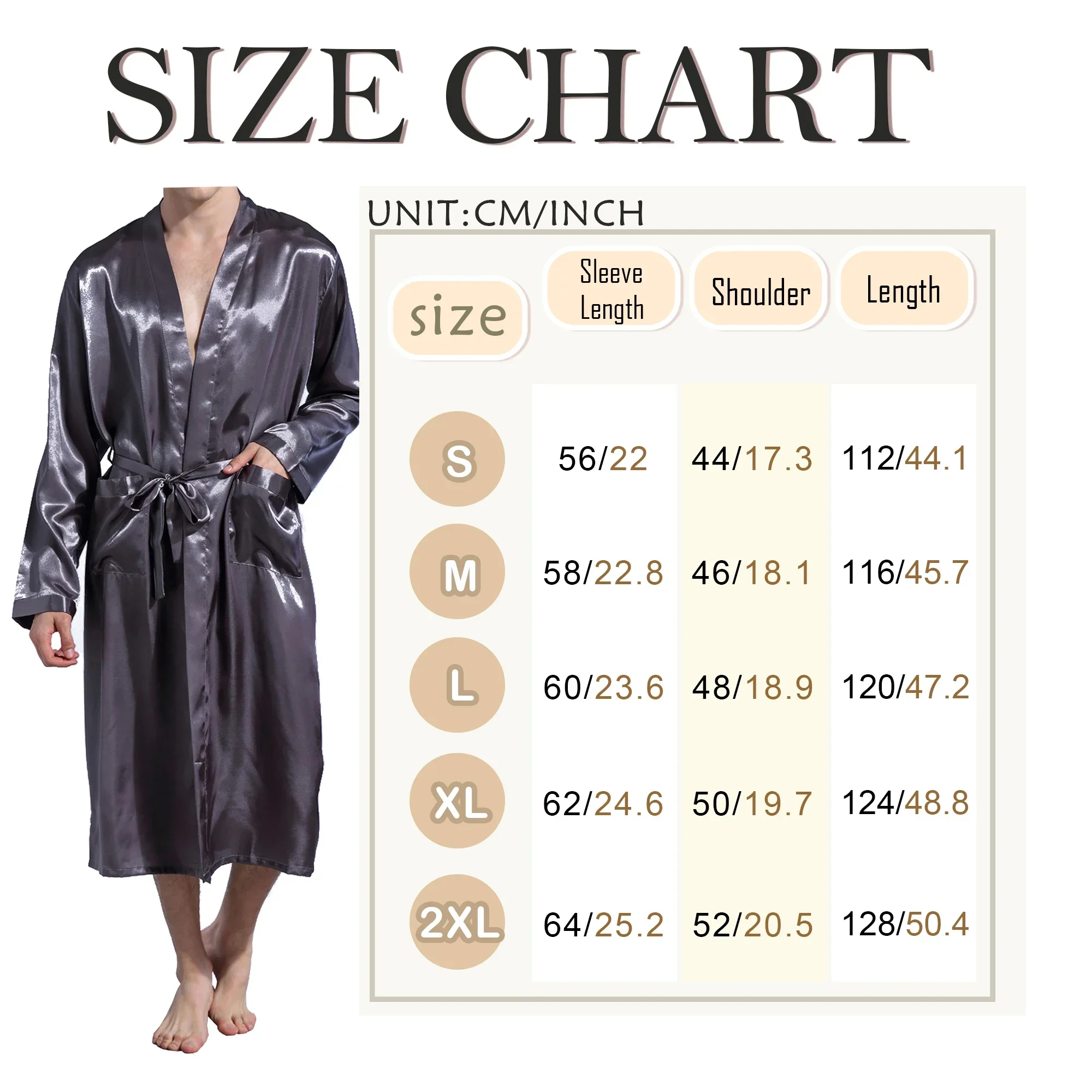 Men Solid Color Silk Satin Robes Pajamas Long Sleeve Silk Sleepwear Kimono Male Bathrobe Leisure Loungewear Dressing Nightgown