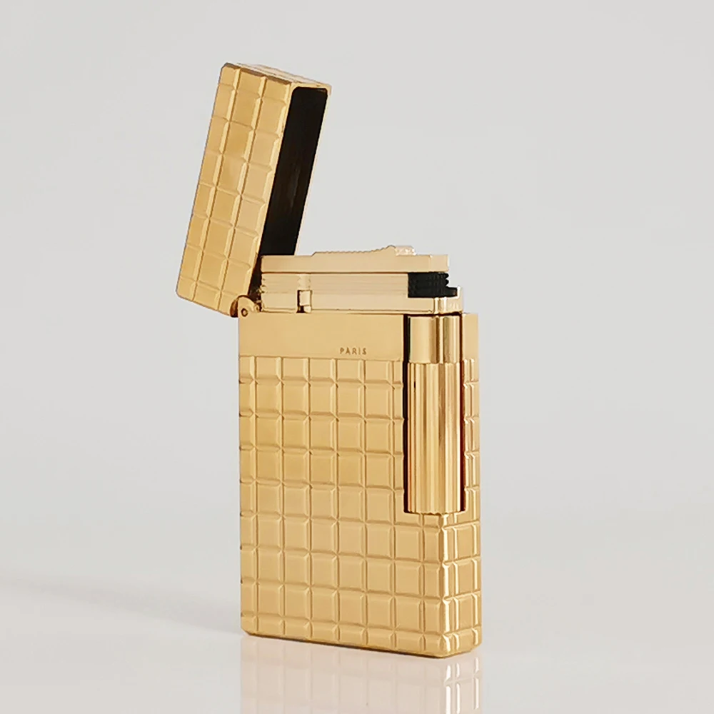 NEW Cigarrette Gas Lighter Brass Engraved Tobbaco Smoking Accessories Man Gift Collection Rechargeable Butane Ping Sound