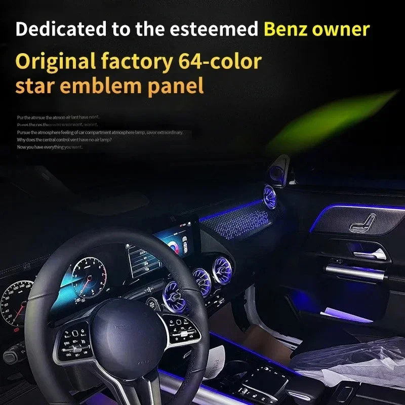 메르세데스 벤츠 B-클래스 W247 GLA H247용 차량 조수석 내부 패널 LED 앰비언트 라이트 센터 콘솔 스타라이트 데코 액세서리