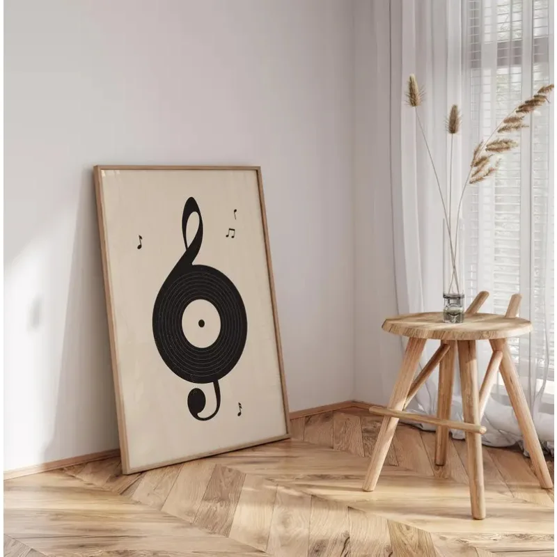 Vintage Vinyl Record Canvas Art - Minimalist Turntable Wall Decor