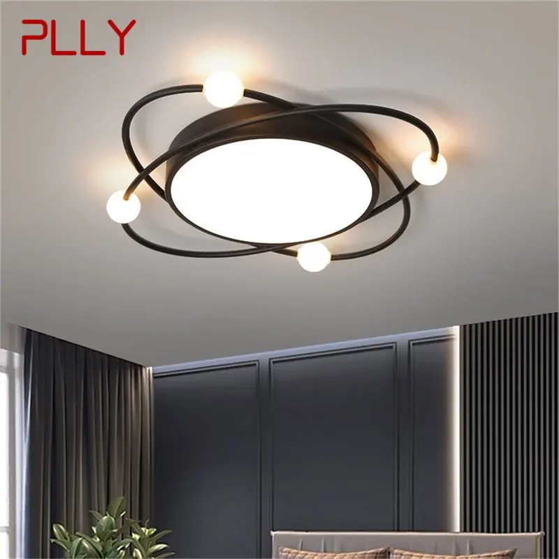 

PLLY Nordic Ceiling Light Contemporary Black Round Lamp Fixtures LED Home Decorative for Living Bed Room