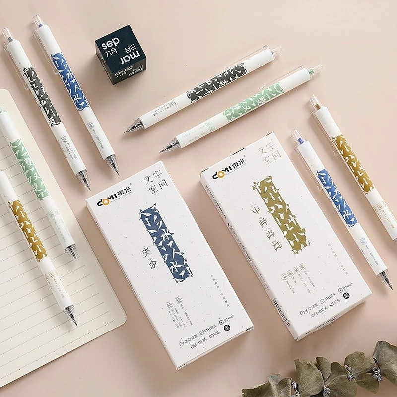 

6/12 шт. DM912A гелевая ручка с текстом и космическим прессом, креативная гелевая ручка в китайском стиле, дешевые милые канцелярские ручки для письма