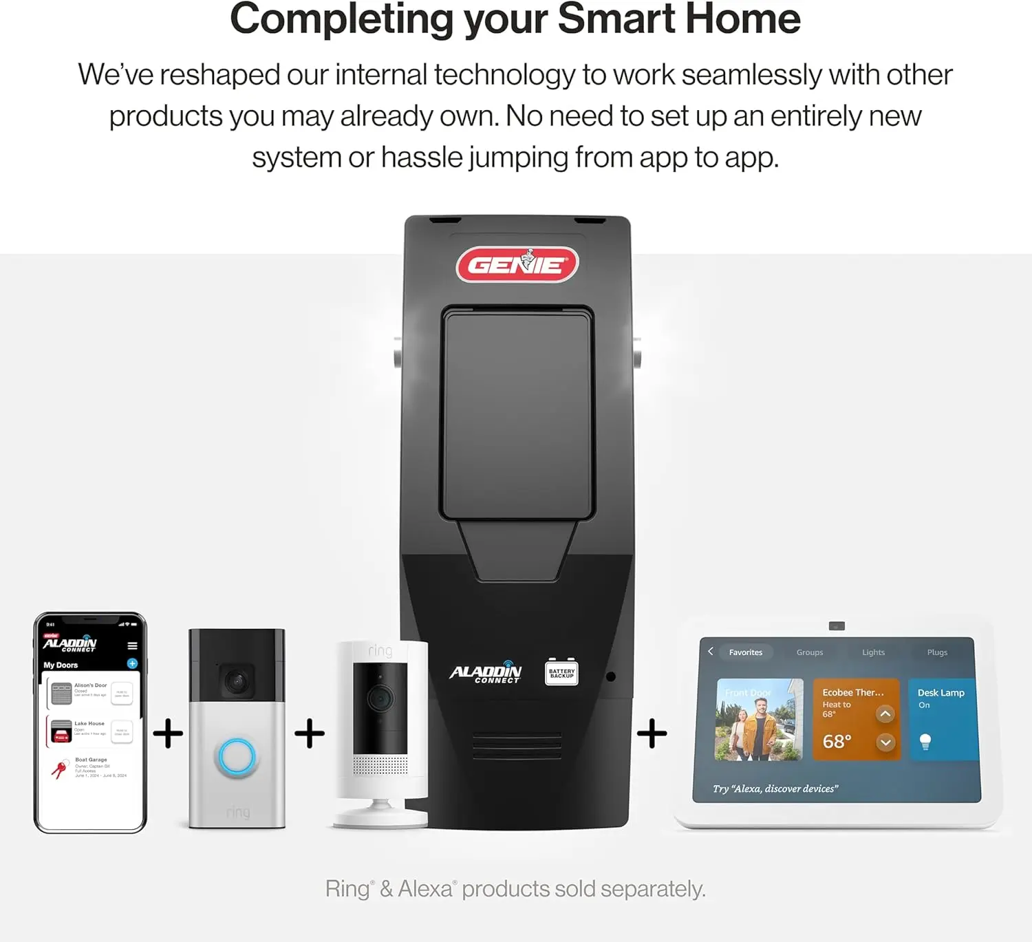 B6172H Wall Mount Smart Garage Door Opener, DC Motor Lifts up to 14ft high 850lbs, Black 3