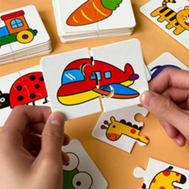 32Pcs Baby Puzzle Early Learning Educational Toy with Cartoon Animal Fruit Truck Graph Cards Cognitive Development for Children 1