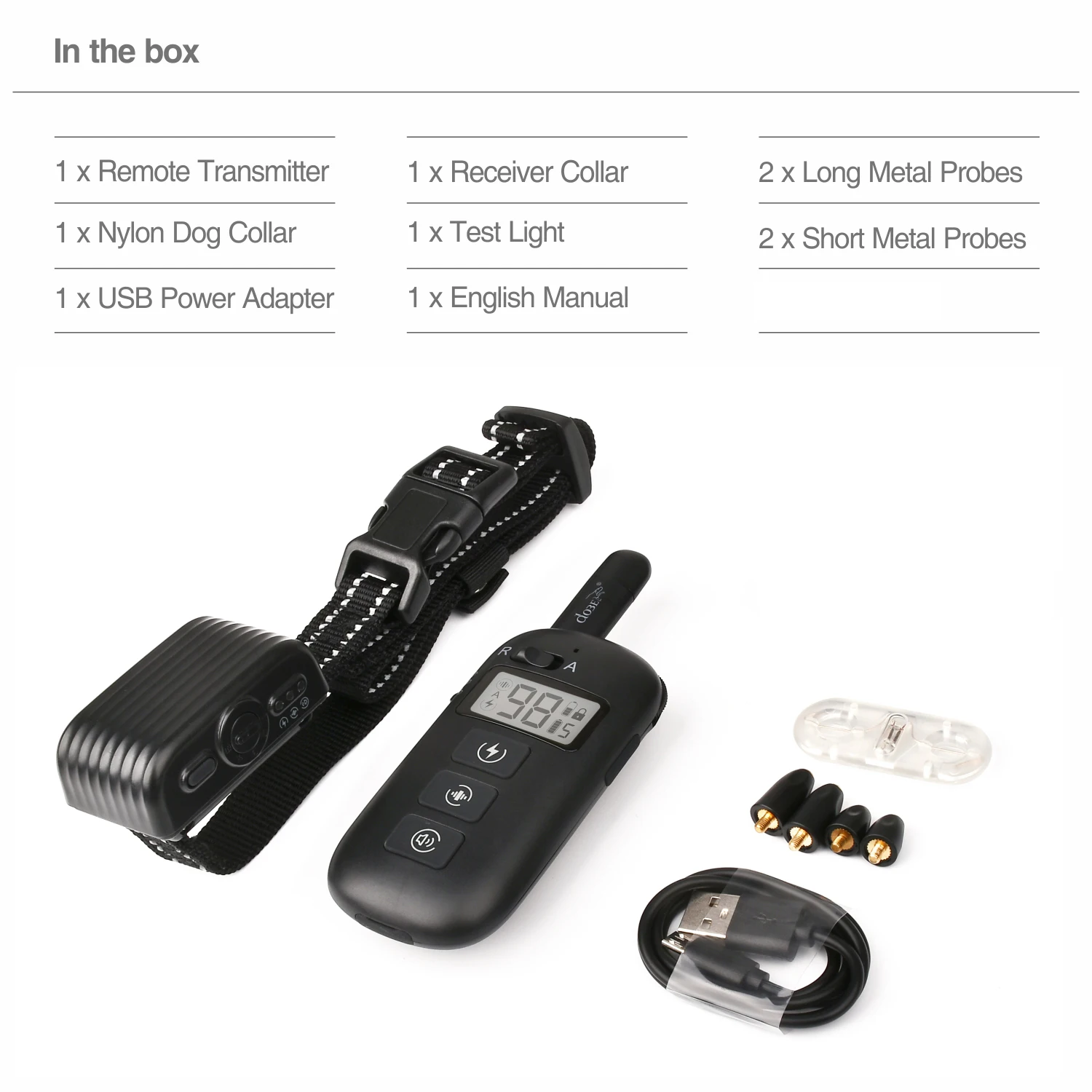 2 in 1 Remote Dog Training Bark Collar Rechargeable Dog Electric Collar Anti Bark Waterproof Remote for 1 600M for pet dog training collar,dog bark stopper